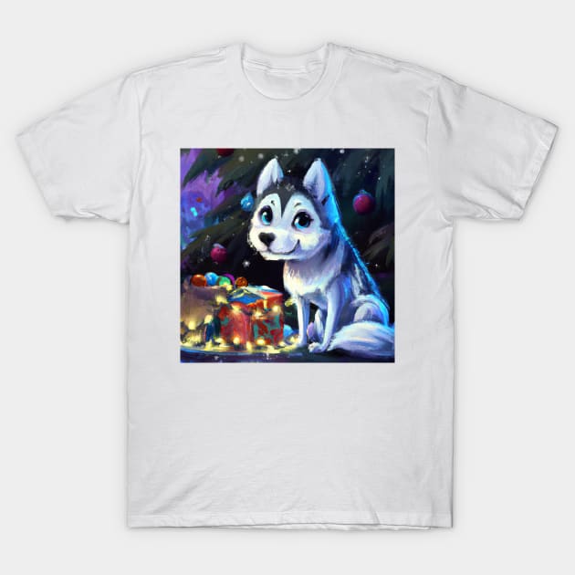 Cute Husky Drawing T-Shirt by Play Zoo